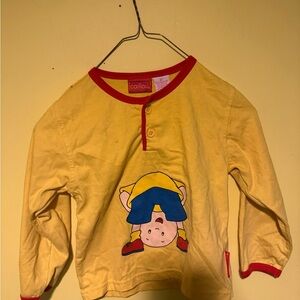 Vintage Caillou Kids Yellow Long Sleeve Shirt 90s/Y2K 4T